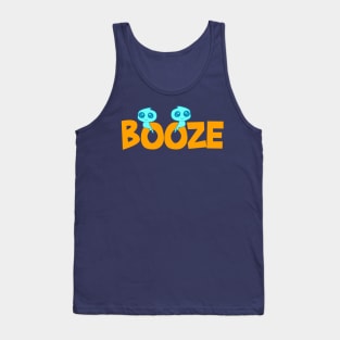 Boo-ze cute ghost cartoon blue orange typography Tank Top